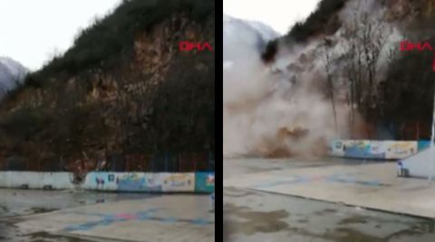 Gümüşhane'de Okul Bahçesinde Heyelan