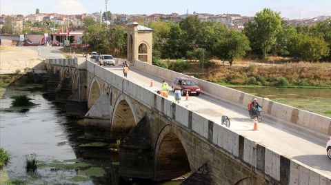 Tarihi Tunca Köprüsü Onarılıyor