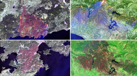 Manavgat, Marmaris ve Milas Yangınlarının Uydu Görüntüsü