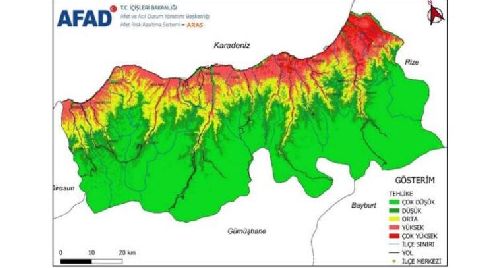 Trabzon'da 168 Okul ile 193 Cami 'Çok Yüksek' Heyelan Riskli Alanda