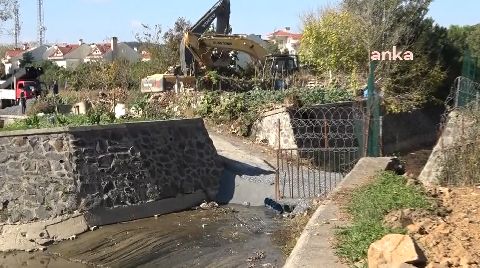 Kemerköy'deki Proje için Derenin İstinat Duvarı Yıkılarak Yol Geçirildi