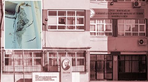 İzmir'de Hasarlı Binada Eğitim Devam Ediyor