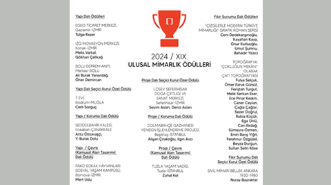2024 / XIX. Ulusal Mimarlık Ödülleri Açıklandı 2024 / XIX. Ulusal Mimarlık Ödülleri Açıklandı