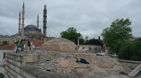 Edirne'de Mezitbey Hamamı'nın Restorasyonu Sürüyor