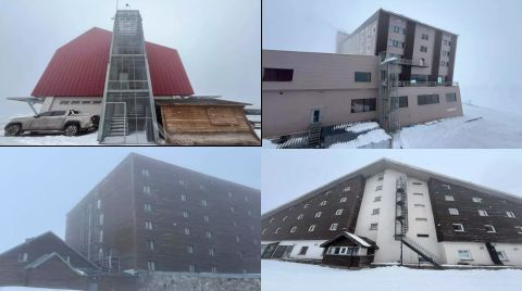 Kartalkaya'da Sadece Yanan Otelin Yangın Merdiveni İçeride