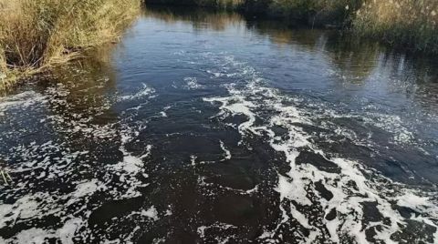 Büyük Menderes Nehri Kirlilik Nedeniyle Siyaha Büründü